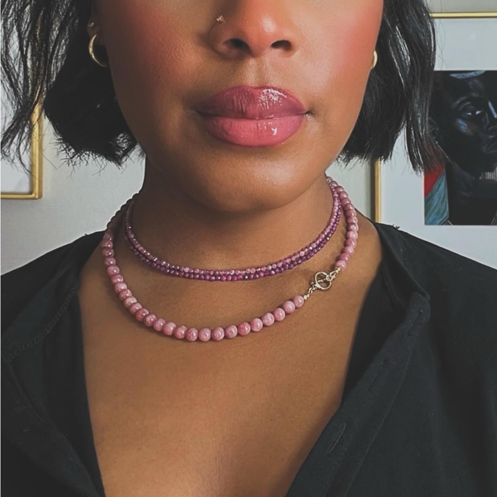 Handmade AAA Pink Opal Beaded Necklace